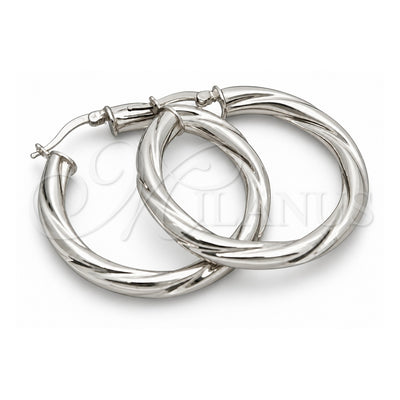 Sterling Silver Medium Hoop, Twist Design, Diamond Cutting Finish, Silver Finish, 02.389.0172.30