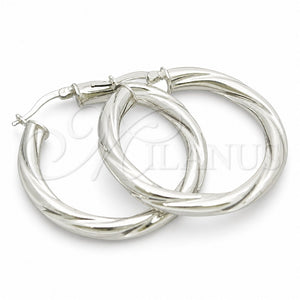 Sterling Silver Medium Hoop, Twist Design, Diamond Cutting Finish, Silver Finish, 02.389.0172.30