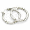 Sterling Silver Medium Hoop, Twist Design, Diamond Cutting Finish, Silver Finish, 02.389.0172.30