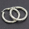 Sterling Silver Medium Hoop, Twist Design, Diamond Cutting Finish, Silver Finish, 02.389.0172.30