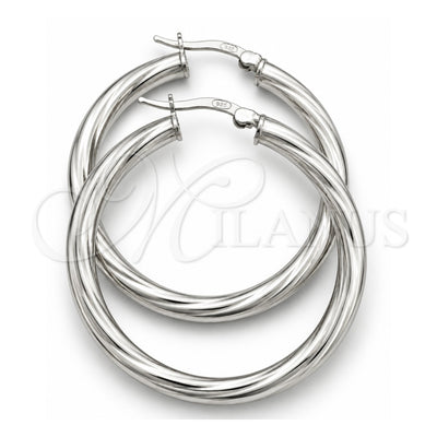 Sterling Silver Medium Hoop, Twist Design, Diamond Cutting Finish, Silver Finish, 02.389.0173.30
