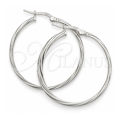 Sterling Silver Medium Hoop, Twist Design, Diamond Cutting Finish, Silver Finish, 02.389.0174.30