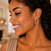 Sterling Silver Medium Hoop, Twist Design, Diamond Cutting Finish, Silver Finish, 02.389.0176.30