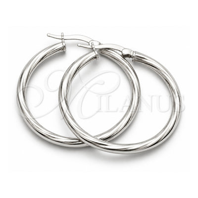 Sterling Silver Medium Hoop, Twist Design, Diamond Cutting Finish, Silver Finish, 02.389.0176.30