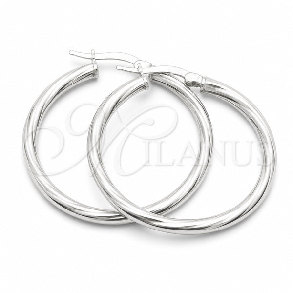 Sterling Silver Medium Hoop, Twist Design, Diamond Cutting Finish, Silver Finish, 02.389.0176.30