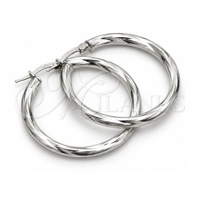 Sterling Silver Medium Hoop, Diamond Cutting Finish, Silver Finish, 02.389.0180.30