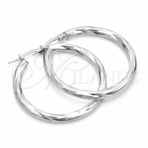 Sterling Silver Medium Hoop, Diamond Cutting Finish, Silver Finish, 02.389.0180.30