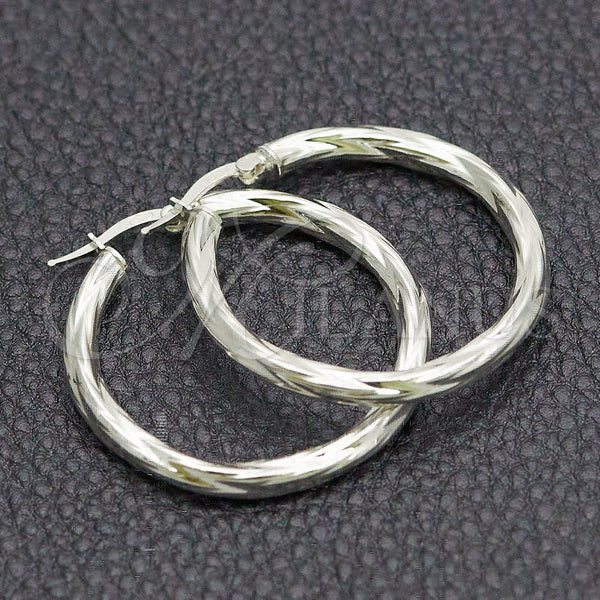 Sterling Silver Hoop Earrings — Medium Hoop Diamond Cutting 02. — main product view — SKU 147282 | Plata 925 aretes de aro — Medium Hoop Diamond Cutting 02. — SKU 147282