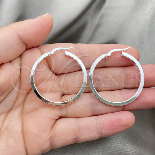 Sterling Silver Hoop Earrings — Medium Hoop Polished 02. — alternate product view — SKU 147283 | Plata 925 aretes de aro — Medium Hoop pulido 02. — SKU 147283