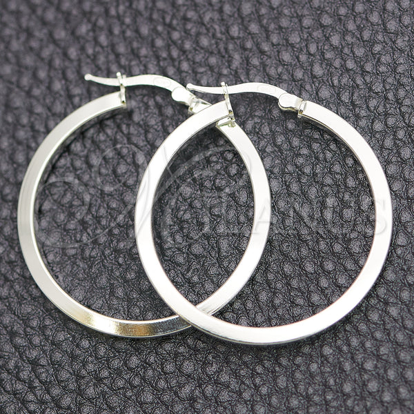 Sterling Silver Hoop Earrings — Medium Hoop Polished 02. — main product view — SKU 147283 | Plata 925 aretes de aro — Medium Hoop pulido 02. — SKU 147283