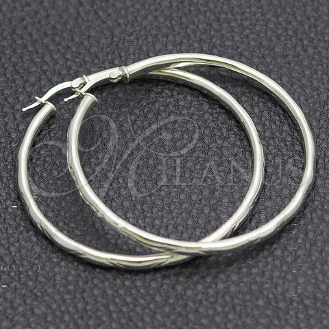 Sterling Silver Large Hoop, Diamond Cutting Finish, Silver Finish, 02.389.0182.50