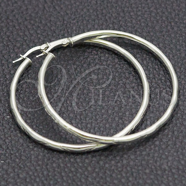 Sterling Silver Hoop Earrings — Large Hoop Diamond Cutting 02. — main product view — SKU 147284 | Plata 925 aretes de aro — Large Hoop Diamond Cutting 02. — SKU 147284