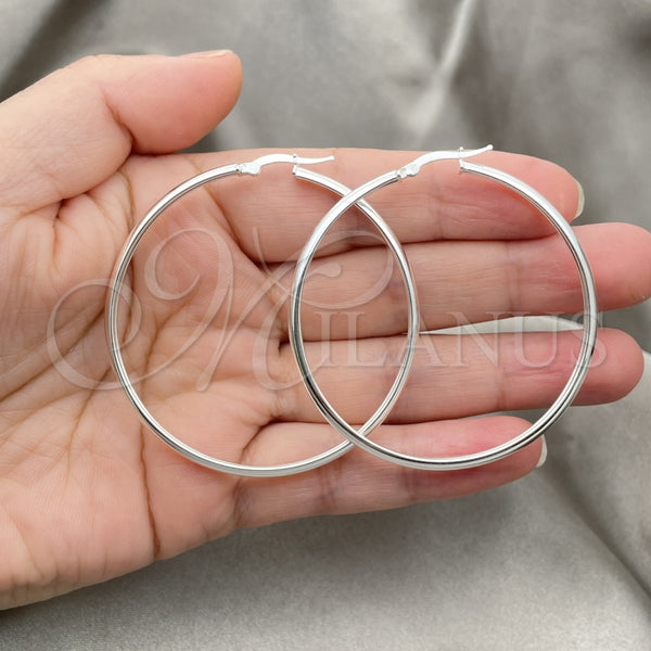 Sterling Silver Hoop Earrings — Large Hoop Polished 02. — alternate product view — SKU 147285 | Plata 925 aretes de aro — Large Hoop pulido 02. — SKU 147285