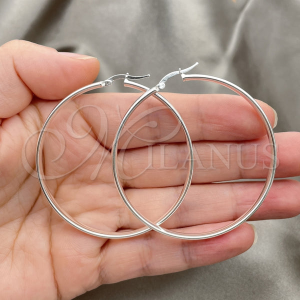 Sterling Silver Hoop Earrings — Large Hoop Polished 02. — alternate product view — SKU 147286 | Plata 925 aretes de aro — Large Hoop pulido 02. — SKU 147286