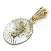 Oro Laminado Religious Pendant, Gold Filled Style San Judas Design, Diamond Cutting Finish, Tricolor, 05.351.0213