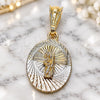 Oro Laminado Religious Pendant, Gold Filled Style San Judas Design, Diamond Cutting Finish, Tricolor, 05.351.0213