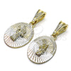 Oro Laminado Religious Pendant, Gold Filled Style San Benito Design, Diamond Cutting Finish, Tricolor, 05.351.0214