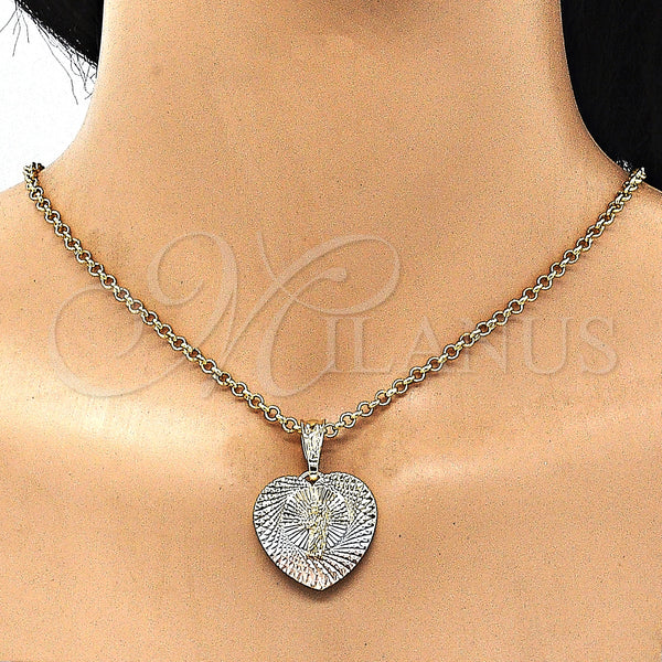 Gold Filled Pendant — Religious Pendant San Judas and Heart Design Diamond — alternate product view — SKU 147289 | Oro Laminado dije — Religious Pendant San Judas and corazón diseño Diamond — SKU 147289