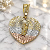 Oro Laminado Religious Pendant, Gold Filled Style San Judas and Heart Design, Diamond Cutting Finish, Tricolor, 05.351.0215