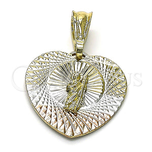 Gold Filled Pendant — Religious Pendant San Judas and Heart Design Diamond — main product view — SKU 147289 | Oro Laminado dije — Religious Pendant San Judas and corazón diseño Diamond — SKU 147289