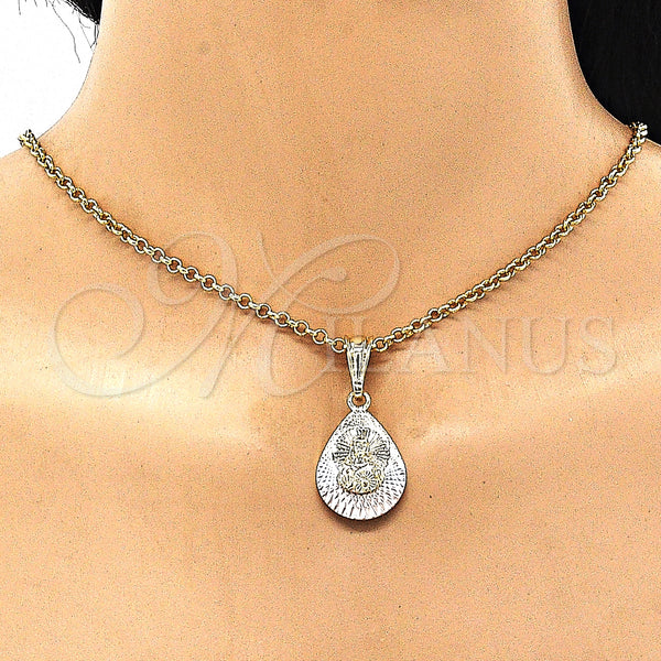 Gold Filled Pendant — Religious Pendant Sagrado Corazon de Jesus and Teardrop — alternate product view — SKU 147292 | Oro Laminado dije — Religious Pendant Sagrado Corazon de Jesus and Teardrop — SKU 147292