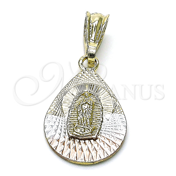 Gold Filled Pendant — Religious Pendant Guadalupe and Teardrop Design Diamond Cutting — main product view — SKU 147293 | Oro Laminado dije — Religious Pendant Guadalupe and Teardrop diseño Diamond Cutting — SKU 147293