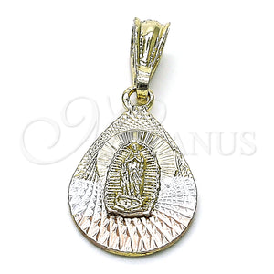 Gold Filled Pendant — Religious Pendant Guadalupe and Teardrop Design Diamond Cutting — main product view — SKU 147293 | Oro Laminado dije — Religious Pendant Guadalupe and Teardrop diseño Diamond Cutting — SKU 147293