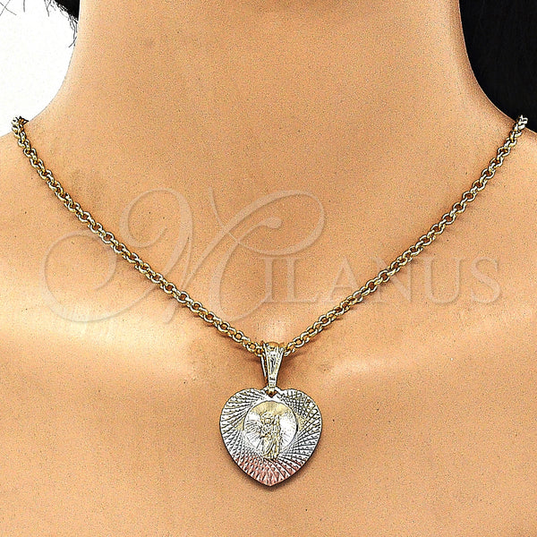 Gold Filled Pendant — Religious Pendant San Judas and Heart Design Diamond — alternate product view — SKU 147294 | Oro Laminado dije — Religious Pendant San Judas and corazón diseño Diamond — SKU 147294