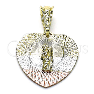 Gold Filled Pendant — Religious Pendant San Judas and Heart Design Diamond — main product view — SKU 147294 | Oro Laminado dije — Religious Pendant San Judas and corazón diseño Diamond — SKU 147294