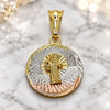 Oro Laminado Religious Pendant, Gold Filled Style San Benito Design, Diamond Cutting Finish, Tricolor, 05.351.0222