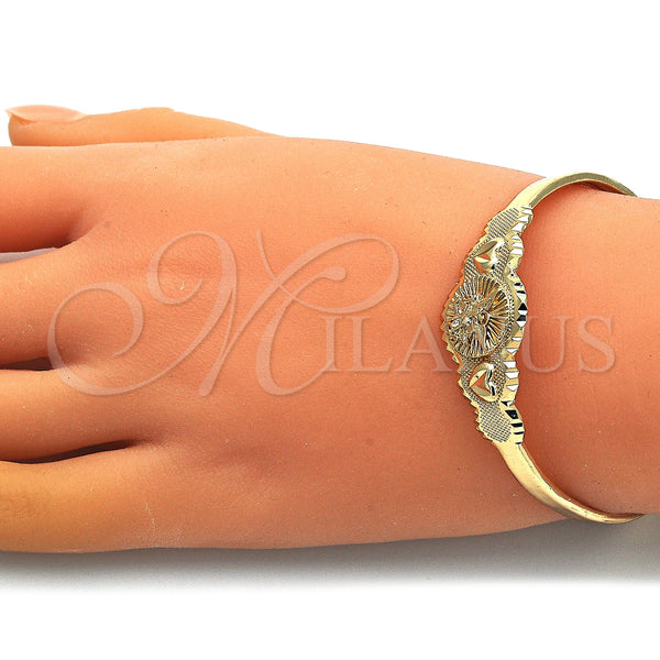 Gold Filled Jewelry — Individual Bangle Heart Design Diamond Cutting 07. 05 — alternate product view — SKU 147299 | Oro Laminado joyería — Individual Bangle corazón diseño Diamond Cutting 07. 05 — SKU 147299