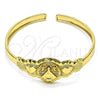 Oro Laminado Individual Bangle, Gold Filled Style Caridad del Cobre and Heart Design, Diamond Cutting Finish, Golden Finish, 07.253.0024 (05 MM Thickness, One size fits all)