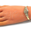 Oro Laminado Individual Bangle, Gold Filled Style Divino NiÃ±o and Heart Design, Diamond Cutting Finish, Golden Finish, 07.253.0025 (05 MM Thickness, One size fits all)