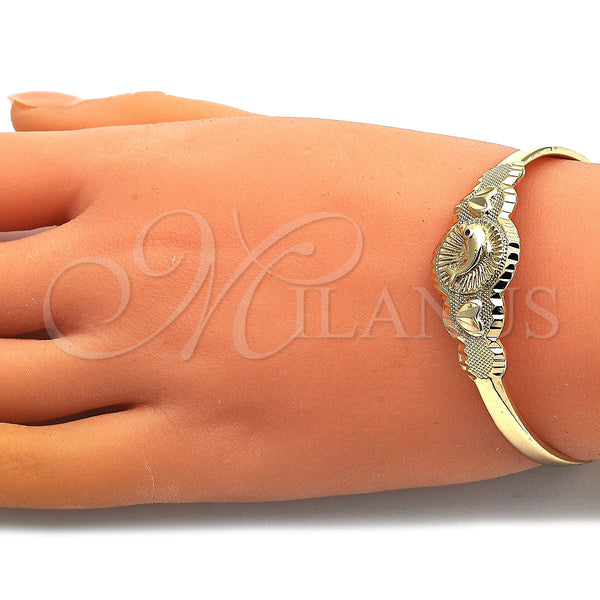 Gold Filled Jewelry — Individual Bangle Dolphin and Heart Design with Ruby — alternate product view — SKU 147303 | Oro Laminado joyería — Individual Bangle Dolphin and corazón diseño with Ruby — SKU 147303