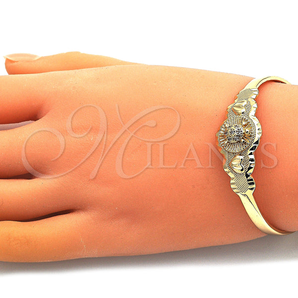 Gold Filled Jewelry — Individual Bangle Turtle and Heart Design with White — alternate product view — SKU 147304 | Oro Laminado joyería — Individual Bangle Turtle and corazón diseño with blanco — SKU 147304