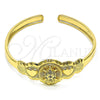 Oro Laminado Individual Bangle, Gold Filled Style Turtle and Heart Design, with White Cubic Zirconia, Diamond Cutting Finish, Golden Finish, 07.253.0027 (05 MM Thickness, One size fits all)