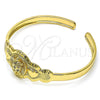 Oro Laminado Individual Bangle, Gold Filled Style Turtle and Heart Design, with White Cubic Zirconia, Diamond Cutting Finish, Golden Finish, 07.253.0027 (05 MM Thickness, One size fits all)