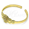 Oro Laminado Individual Bangle, Gold Filled Style Turtle and Heart Design, with White Cubic Zirconia, Diamond Cutting Finish, Golden Finish, 07.253.0027 (05 MM Thickness, One size fits all)