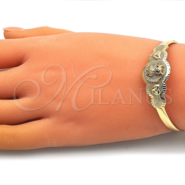 Gold Filled Jewelry — Individual Bangle Owl and Heart Design with Ruby — alternate product view — SKU 147305 | Oro Laminado joyería — Individual Bangle Owl and corazón diseño with Ruby — SKU 147305