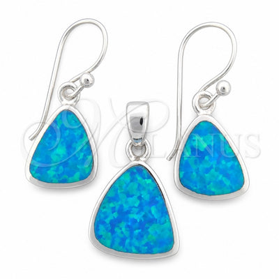 Sterling Silver Earring and Pendant Adult Set, with Bermuda Blue Opal, Polished, Silver Finish, 10.391.0001 for wholesale, main product view