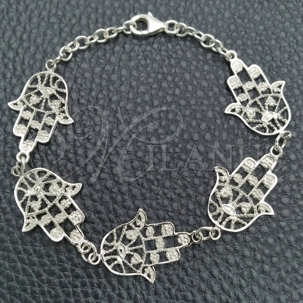 Sterling Silver Bracelet — Fancy Bracelet Judaica and Hand of God Design — main product view — SKU 147309 | Plata 925 brazalete — elegante Bracelet Judaica and Hand of God diseño — SKU 147309
