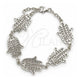 Sterling Silver Fancy Bracelet, Judaica and Hand of God Design, Polished, Silver Finish, 03.392.0002.07 (17 MM Thickness, 7 Inches Length)