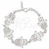 Sterling Silver Fancy Bracelet, Judaica and Hand of God Design, Polished, Silver Finish, 03.392.0003.07 (16 MM Thickness, 7 Inches Length)