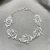 Sterling Silver Fancy Bracelet, Hand of God Design, Polished, Silver Finish, 03.392.0003.07 (16 MM Thickness, 7 Inches Length)