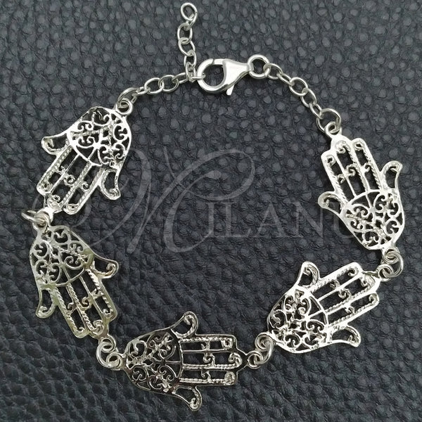 Sterling Silver Bracelet — Fancy Bracelet Judaica and Hand of God Design — main product view — SKU 147311 | Plata 925 brazalete — elegante Bracelet Judaica and Hand of God diseño — SKU 147311