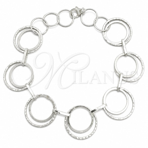 Sterling Silver Fancy Bracelet, Polished, Silver Finish, 03.392.0006.07 (17 MM Thickness, 7 Inches Length)