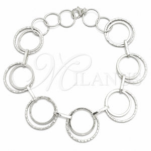 Sterling Silver Fancy Bracelet, Polished, Silver Finish, 03.392.0006.07 (17 MM Thickness, 7 Inches Length)