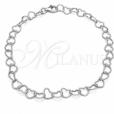 Sterling Silver Fancy Bracelet, Heart Design, Polished, Silver Finish, 03.392.0008.07 (06 MM Thickness, 7 Inches Length)