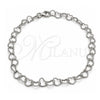 Sterling Silver Fancy Bracelet, Heart Design, Polished, Silver Finish, 03.392.0008.07 (06 MM Thickness, 7 Inches Length)
