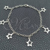 Sterling Silver Charm Bracelet, Star and Rolo Design, Polished, Silver Finish, 03.392.0010.07 (03 MM Thickness, 7 Inches Length)